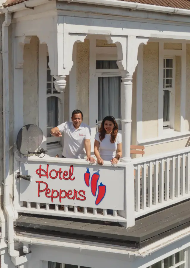 The Hotel Peppers team on the balcony