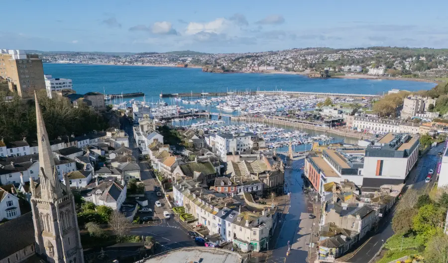 Torquay harbour and town from above
